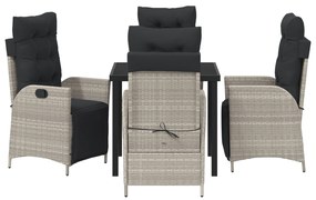 Conjunto de Jantar de Jardim de 5 Peças Cinza Claro em Rattan PE