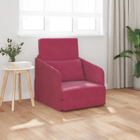 vidaXL Sofá Cama de Chão 2-em-1 Bordô 65x80x83 cm em Veludo