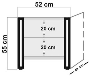 Mesa de Cabeceira Cosmo – Pinho Atlântico Preto – 52x55x40 cm
