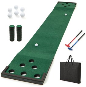 Tapete de putting green de 11 pés com 2 tacos ajustáveis e 6 bolas