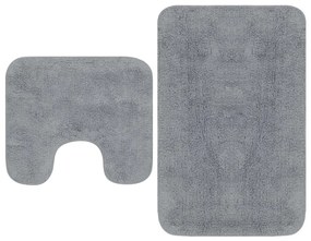 Conjunto tapetes de casa de banho 2 pcs tecido cinzento