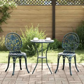 vidaXL Conjunto de Bistrô de Jardim 3 Peças - Alumínio Verde