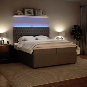 Cama com molas/colchão 200x200 cm veludo cinzento-claro