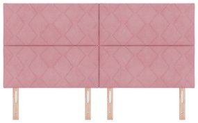Cabeceira com Design de Blocos de Diamante em Rosa 180 cm de Veludo