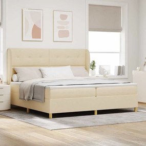 Cama Box com Colchão vidaXL, Creme, 200x200 cm, Tecido