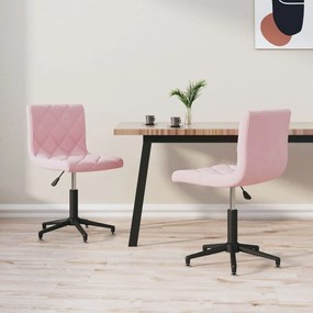 vidaXL Cadeiras de jantar giratórias 2 pcs veludo rosa