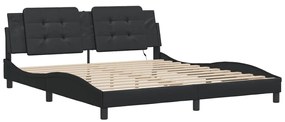 Estrutura de cama c/ luzes LED 180x200cm couro artificial preto
