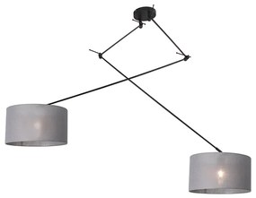 Candeeiro de suspensão preto com cúpula 35 cm cinzento ajustável 2-luzes - Blitz Moderno