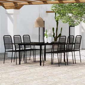 vidaXL 7 pcs conjunto de jantar para jardim preto