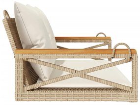 Banco baloiço com almofadões 109x62x40 cm vime PE bege