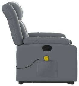 Poltrona massagens reclinável elevatória couro artif. cinzento