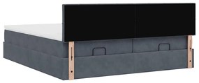 Estrutura cama otomana colchões 180x200 cm cinzento escuro