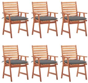 vidaXL Cadeiras de jantar p/ jardim 6 pcs c/ almofadões acácia maciça