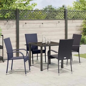 Conjunto de Jantar para Jardim 5 pcs Preto Rattan de PE