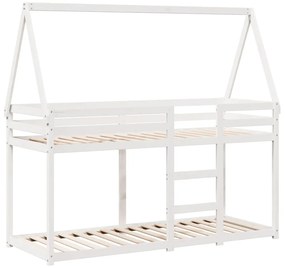 Beliche com telhado 90x190 cm madeira de pinho maciça branco