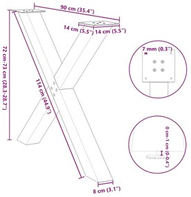 Pernas p/ mesa de jantar 2 pcs forma X 90x(72-73) cm aço branco