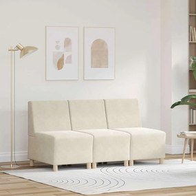 vidaXL Unidade de Sofá Modular Sem Braços 3 pcs Creme 55 x 74 x 82 cm