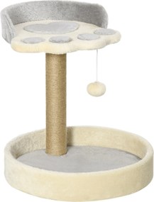 PawHut Arranhador para Gato com 2 Camas Poste de Juta Brinquedo Pendurado Ø41x44 cm Cinza Claro | Aosom Portugal