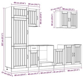 7 peças armário de cozinha conjunto Kalmar branco