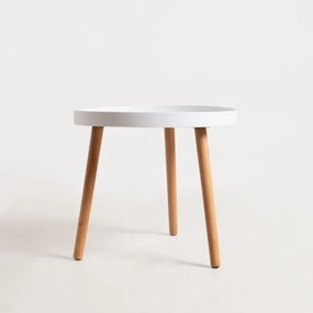 Mesa de Apoio com Estrutura em Madeira – Branco – Design Nórdico