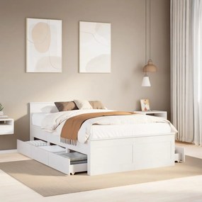 vidaXL Cama sem colchão com cabeceira 120x200 cm pinho maciço branco