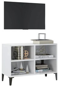 Móvel de TV com pernas em metal 69,5x30x50 cm branco brilhante