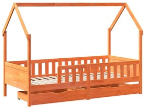 Estrutura de cama infantil c/ gavetas 90x190 cm pinho maciço