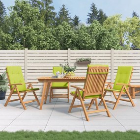 vidaXL Cadeiras de jardim reclináveis c/ almofadões 4 pcs teca maciça
