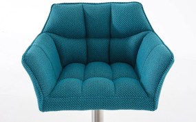 Banco de bar Damaso em tecido 64 x 88-113 x 45 cm Azul turquesa