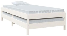 Cama empilhável 75x190 cm madeira de pinho maciça branco