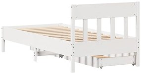 Cama sem colchão 90x200 cm madeira de pinho maciça branco