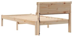Estrutura da Cama com luzes de tira LED com cabeceira Castanho 90 x 19