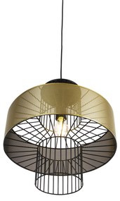 Candeeiro de suspensão design dourado com preto 40 cm - Tess
