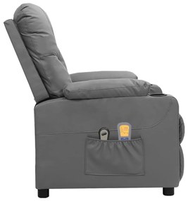Poltrona de massagens elétrica couro artificial cinzento