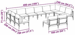Conjunto de Sofá de Jardim 12 pcs Antracite Aço
