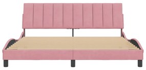 Estrutura de cama c/ cabeceira 180x200 cm veludo rosa
