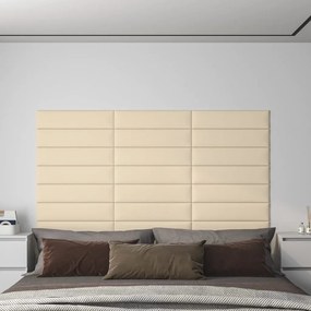 343816 vidaXL Painel de parede 12 pcs 60x15 cm tecido 1,08 m² cor creme