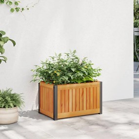 vidaXL Vaso/floreira de jardim 45x30x27,5 cm acácia maciça e aço