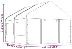 Gazebo com telhado 4,46x4,08x3,22 m polietileno branco