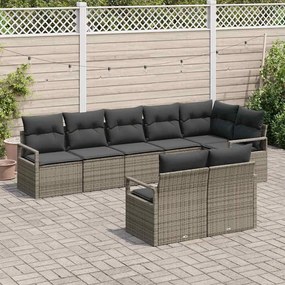 vidaXL Conjunto de Sofá de Jardim com almofada 8 pcs Cinzeto