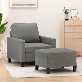 vidaXL Poltrona com apoio de pés 60 cm tecido cinzento-escuro