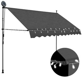 vidaXL Toldo retrátil manual com LED 300 cm antracite