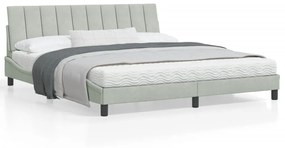 vidaXL Estrutura de cama c/ luzes LED 180x200 cm veludo cinzento-claro