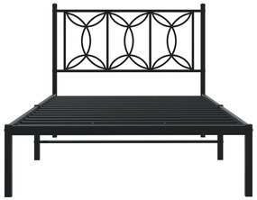 Estrutura de cama com cabeceira 107x203 cm metal preto