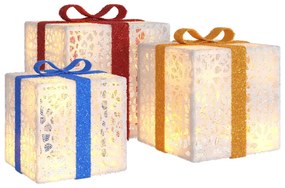 Presentes de Natal iluminados 3 pcs 64 luzes LED branco quente