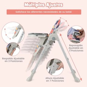 Cadeira refeição alta convertível para bebés com 90-105 cm Cadeira de colo ajustável em altura com tabuleiro amovível Encosto para as costas Apoio par