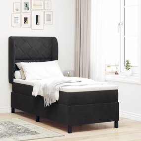 Cama Box Spring vidaXL com Colchão Preto 80x200 cm Veludo