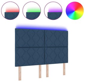Cabeceira vidaXL Design de Blocos de Diamante Azul 144 cm Tecido