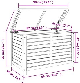 Caixa de arrumação para jardim 90x48x55 cm eucalipto maciça