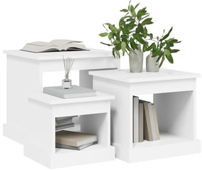 Mesas de centro 3 pcs derivados de madeira branco